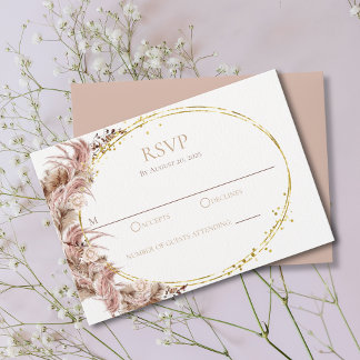 Boho Pampas Grass Casamento RSVP Cartão Sem Refeiç
