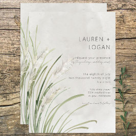 Boho Pampas Grass Convite de casamento Moderno Mín