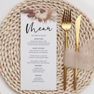 Boho Pampas Grass Earthy Menus