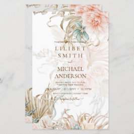 BoHO Pampas Grass Floral Coral Sage Casamento