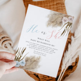 Boho Pampas Grass Gênero Convite de festas Revelaç