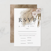 Boho Pampas Grass RSVP com Meal Choice