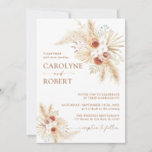 Boho Pampas Grass Terracotta Convite Para Casament