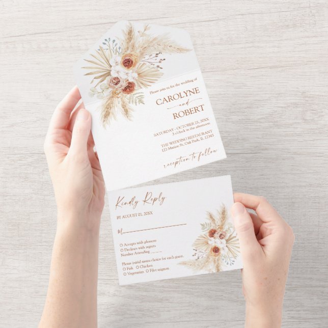 Boho Pampas Grass Terracotta Tudo Em Um Casamento (Aba destacável)