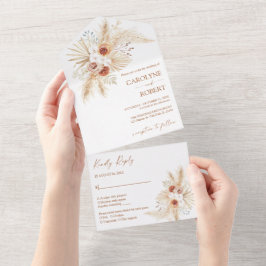 Boho Pampas Grass Terracotta Tudo Em Um Casamento