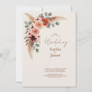 Boho Pampas Grass Watercolor Convite