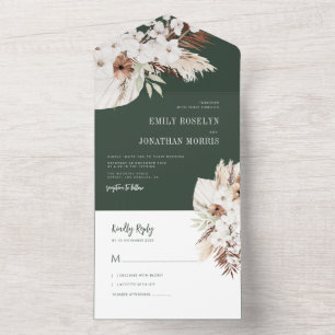 boho pampas greenery casamento tudo em um convite