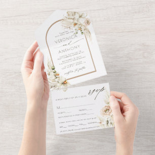 Boho Pampas Orquídea Floral Casamento