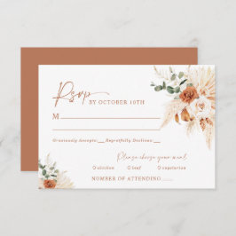 Boho Pampas Terracotta Casamento RSVP Card LEYLA