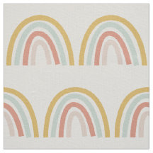 Boho Pastel Rainbow Natural Ivory Linen Tecido