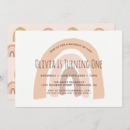 Boho Pastel Rainbow Primeiro Convite de Aniversári