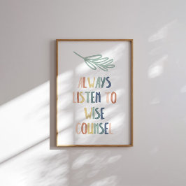Boho pastel sempre escuta poster sábio