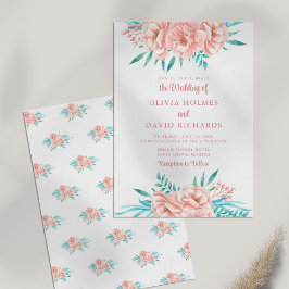 Boho Peach e Tosca Convite Floral para Casamento