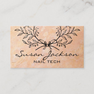 Boho Peach Filagree Floral Cartão de visita