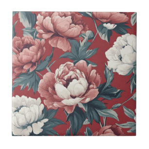 Boho Peonies Azulejos Cerâmicos Para Pavimento Dom