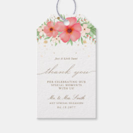 Boho Pink & Ivory Floral Obrigado Por Etiquetas Fa