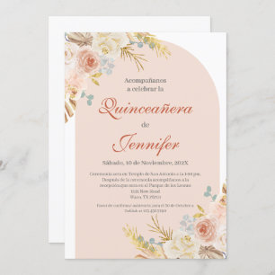 Boho Pink Quinceanera convite