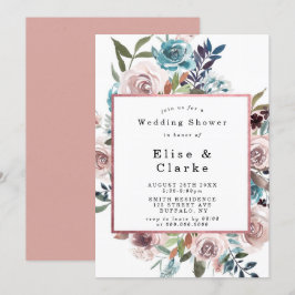 Boho Pink Teal Peony Chá de casamento Invants