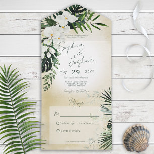 Boho Plantas Tropicais Areia Tudo em Um Convite