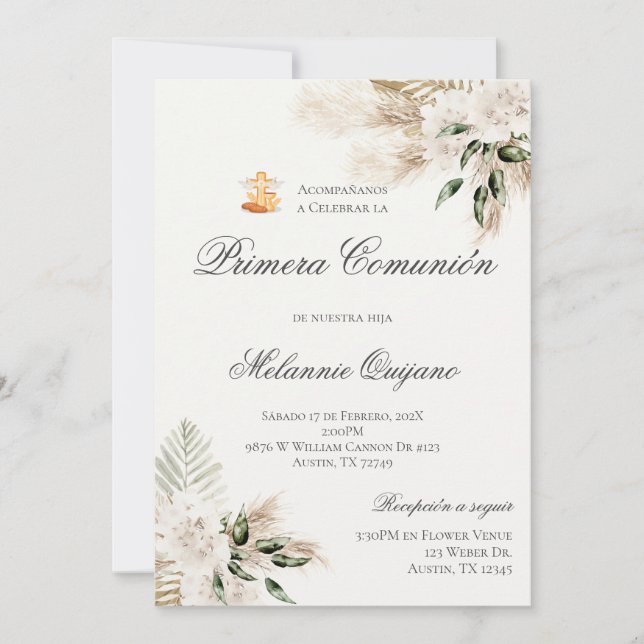 Boho Primeiro Convite à Comunicação em Espanhol (Frente)