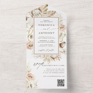 Boho Protea Pampas Grass Casamento Código QR