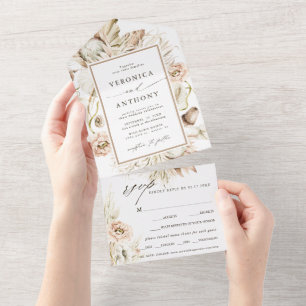 Boho Protea Pampas Grass Watercolor Casamento