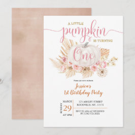 Boho Pumpkin Primeiro Convite de Aniversário