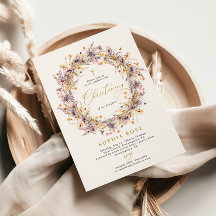 Boho Purple Wildflower Christening Convite