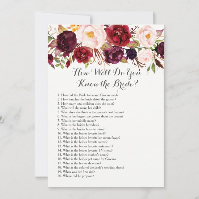 Boho Quão bem você conhece a noiva? (Frente)