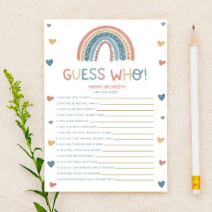 Boho Rainbow Adivinha Quem! Jogo do chá de fraldas