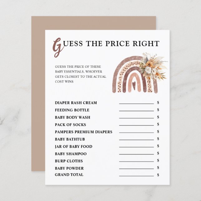 Boho Rainbow | Adivinhem O Chá de fraldas Do Direi (Frente/Verso)