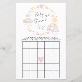 Boho Rainbow Baby Girl Chá Bingo Game
