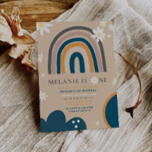 Boho Rainbow Daisy 1rua Primeiro Convite de Aniver