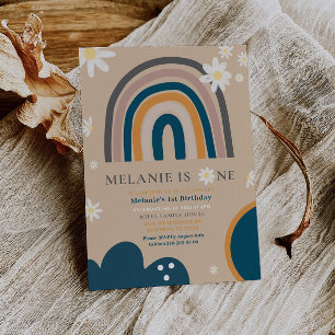 Boho Rainbow Daisy 1rua Primeiro Convite de Aniver