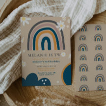 Boho Rainbow Daisy Convite para o Segundo segundo 