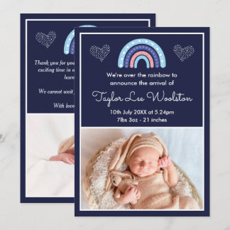Boho Rainbow Girl Marinho Blue Birth Anúncio