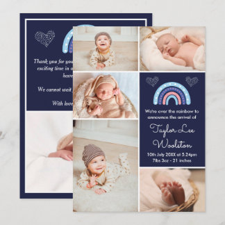 Boho Rainbow Girl Marinho Blue Birth Anúncio