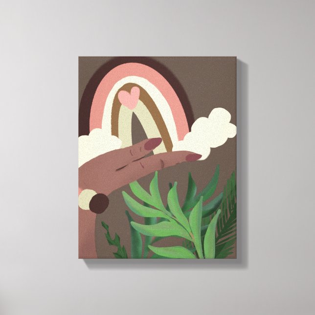 Boho Rainbow Natural Plant Lovers Canvas Print (Frente)