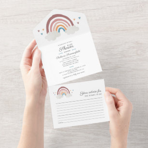 Boho Rainbow Watercolor Script Chic Chá de fraldas