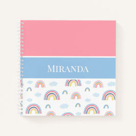 Boho Rainbows Rosa Azul Seu Nome Tipografia