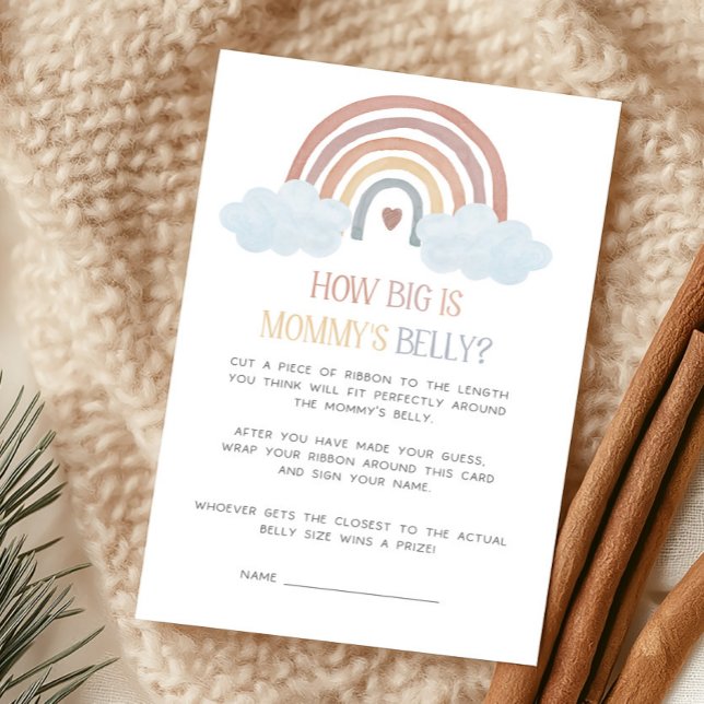 Boho Raio de Sol Quão Grande é a Barriga da Mamãe  (Boho Rainbow Baby Shower How Big Is Mommy's Belly Game)