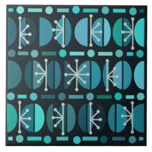 Boho Retro Bowls Lines Teal