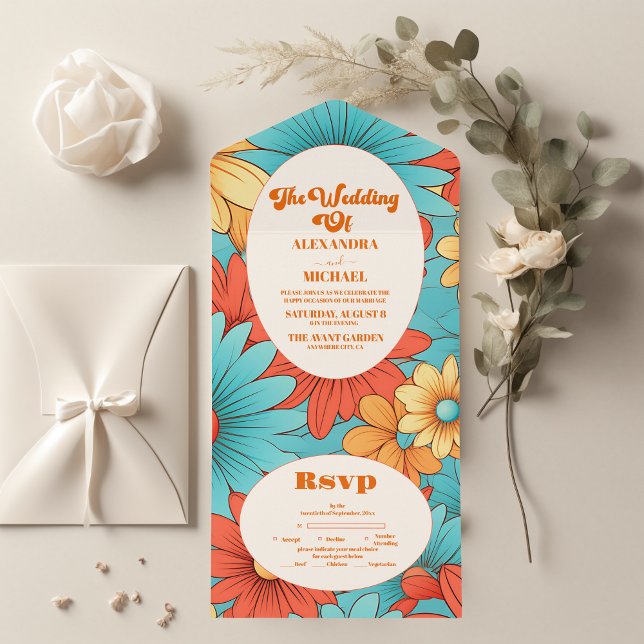 Boho Retro Floral Wedding (Criador carregado)