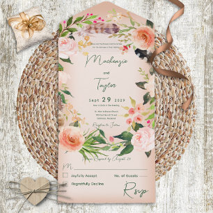 Boho Rosa Floral Coroa & Penas Sem Jantar