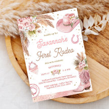 Boho Rosa Primeiro Convite para primeiro aniversar