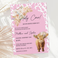 Boho Rosa, Santa Vaca, Convite para Chá de fraldas