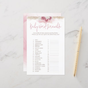 Boho Rosa Word Scramble Animal Chá de fraldas Game