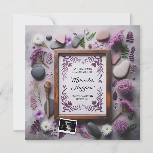 Boho Roxo Anúncio de Gravidez Digital (Frente)