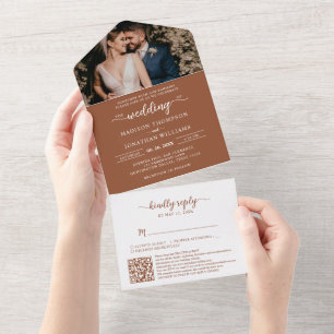 Boho RSVP Código QR Terracotta Casamento