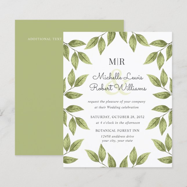Boho Russo folhas verdes casamento (Frente/Verso)